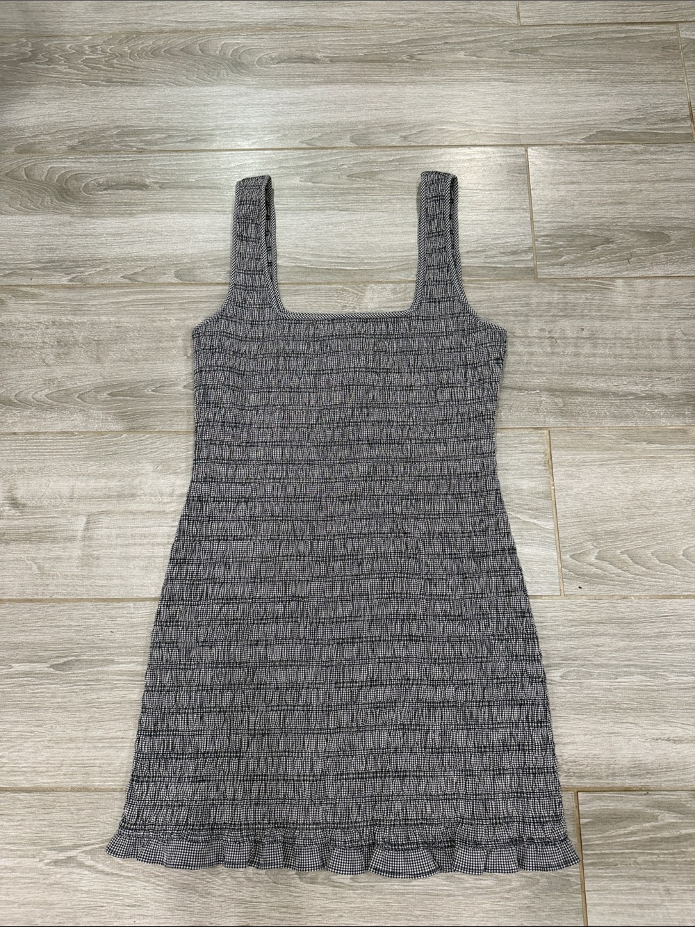 Good American Smocked Square-Neck Mini Dress M